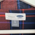 Old Navy  Size XL Flannel Shirt Boyfriend Fit Button Down Plaid Pocket Red Blue Photo 5
