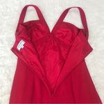 Adrianna Papell Long Red Low Cut Evening Gown Cocktail Formal Party Dress Size 6 Photo 7