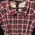 P!PHANY NWT Womens Plaid Peter Pan Collar Short Sleeve Zipper Dress medium Red Photo 1
