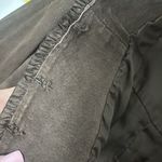 New Directions Jacket Womens Medium Brown Suede Leather Ruffle Design Career Photo 6