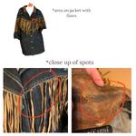 VINTAGE 1990'S CAROLE LITTLE SPORT DENIM JACKET W/TAN SUEDE FRINGE ACCENTS (14) Blue Photo 11