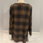 Bloomchic Black Plaid Keyhole Frill Trim Long Sleeve Blouse  top shirt woman’s 14 Photo 3