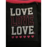 LOVE LOVE LOVE Shirt Womens Medium Black Pink Crop Top Mesh Fishnet Long Sleeve Photo 4