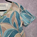 Alfred Dunner Blue Floral Short Sleeve Cotton Beaded Shirt Top Petite Medium Size undefined Photo 3