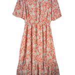 Lush Clothing Lush Coral Floral Open Back Dress Women’s Size Medium Coquette Western Prairie Photo 0
