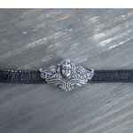 Brighton brown leather bracelet vintage 1995 angel/ cherub design silver plate Photo 4