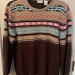Erika  Y2K chenille sweater brown with pattered stripes & rolled collar. Photo 0