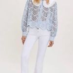 Maje guipure shirt with collar in blue sky Photo 3