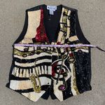 Vintage Musical Beaded Sequined Vest Ana Mori size M Black Size M Photo 9