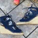 Sole Society  Amethyst Navy Strappy Lace Up Espadrille Wedges Sz 6 Gladiator Photo 6