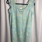 Vintage Gilligan & O’Malley Sleeveless House Dress Abstract Pastel Print U.S.A. Green Size M Photo 0