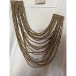 Fumblin' Foe white T shirt top tan gold fringe rope draping cold shoulder size M Size M Photo 5