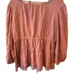 Lucky Brand  Babydoll Pink Mauve Lace Peasant Blouse Boho Western Top sz L Photo 0