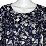 ASTR Anthropologie Shirt Womens Medium Navy Blue White Floral Flower Bloomcore Photo 4