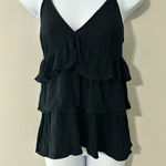 Seed Heritage XS Black Ruffle Tiered Cami Top V Neck Adjustable‎ Straps Photo 0
