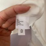 Antonio Melani Blyss Drapey Ivory Satin Long Sleeve Feather Cropped Blouse Small Photo 9