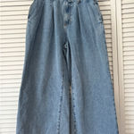 Cider  Light Wash High Waisted Wide Leg Pleated Denim Jeans Women's Size S Photo 0
