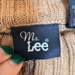 Lee Ms. Camel Brown Ribbed Zip-Up Knit Sweater Faux Suede Panels Boho Casual XL Photo 3