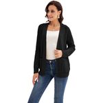 Crochet Cardigan Kimono Boho Long Sleeve Lightweight Soft Sweater Black Small Photo 6