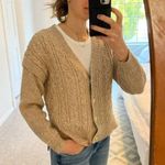 Central Park West Oatmeal Oversized Cardigan Sweater LARGE Cable Knit Beige $170 Photo 3