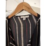 H by Halston Blouse Black Striped V Neck Long Sleeve Flare Cuffs Size XL Silky Photo 3