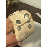 Vintage Y2K Womens Chunky Rhinestone Studded Leather Cuff Bracelet Edgy Western Gray Photo 4