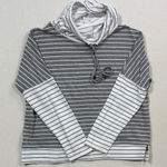 cupio  Striped Cowl Neck Sweater in Gray and White Photo 0