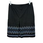 Loft Ann Taylor  Women’s Black Embroidered A Line Skirt Classic Professional Sz S Photo 2