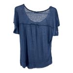 Umgee  blue M burnout tee buttons raw hem casual lounge layering Photo 2