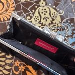 Expressions NYC  ELEGANT BLACK CLUTCH with  SILVER CHAIN & BOW RHINESTONE CLASP Photo 4