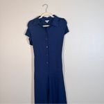 Max Studio  Navy Blue Wide Leg Jumpsuit Womens M Short Sleeve Classic Preppy Work Photo 9