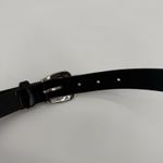 Unbranded Vintage Womens Black Leather Belt Size Medium Solid Brass Italian Photo 3