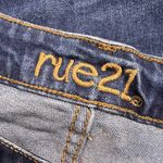 Rue 21 Womens High Rise Crop Flare Denim Blue Jeans Dark Wash Distressed Size 16 Photo 7