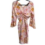 Maje NEW NWT  Rolille Ruched Satin Mini Dress In Flower Power Floral Print Photo 5