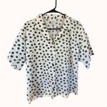 Avon Fashions Vintage 90s Cream Black Abstract Floral Button Up Shirt Plus 15/16 White Photo 0