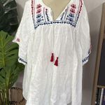 Lane Bryant  embroidered peasant blouse with tassels Photo 0