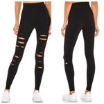 Alo Yoga ALO x REVOLVE High Waist Ripped Warrior Leggings Black Cropped Women’s Size M Photo 1