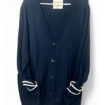 New Five Four Nick Wooster 2X Knit Cardigan Sweater Mid Length Oversized Varsity Blue Photo 0