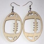 Football Shaped Wooden Earrings Brown Photo 1