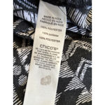 Chico's  Black/White Aztec Chiffon 3/4 Balloon Sleeves Blouse Sz 2 Beaded V‎ Neck Photo 7