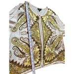 Talbots 2x Pale Yellow Beige Pattern Silk Blend Short Sleeve Soft Cardigan Photo 8