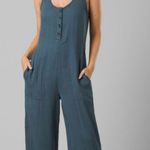 prAna  Women's Seakissed Jumpsuit Sz XS Teal Blue Organic Cotton Photo 0