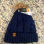 Timberland navy cable knit fleece lined pom pom hat Photo 0