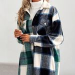 Plaid Flap Pocket Overshirt With Bong Collar Multiple Photo 0