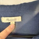Madewell  Ribbed Button Front Long Sleeve Top Womens Small Collared Blue‎ Preppy Photo 3