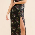 Urban Outfitters  Mikayla Floral Midi Dress Cat Print‎ Satin Black Size Small Photo 0