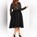 City Chic  Black and Tan Rare Beauty Lace Bodice Long Sleeve Midi Dress Size 18 Photo 2