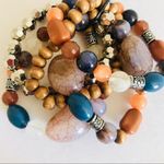 Set of beaded stone earth tone bracelets NEW Orange Photo 1