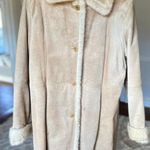 Leather Pennylane Longline Coat L LNR Faux Fur Lined Boho 70s Y2K Boho Retro VTG Tan Size L Photo 0