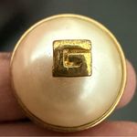 Givenchy Rare Vintage G Logo Gold-tone Faux Pearl Dome Button Clip On Earrings Photo 10